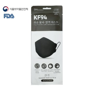 [식약처.미국 FDA 승인] 미소 KF94 황사 방역 마스크(대형) 블랙 30매/50매 100% 국내생산. 숨쉬기 편한 고급 소재